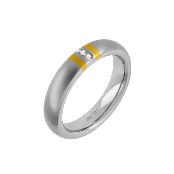 Titanring med 24 kt. guld og diamanter