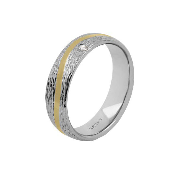Titanring med 18 kt. guld og diamant