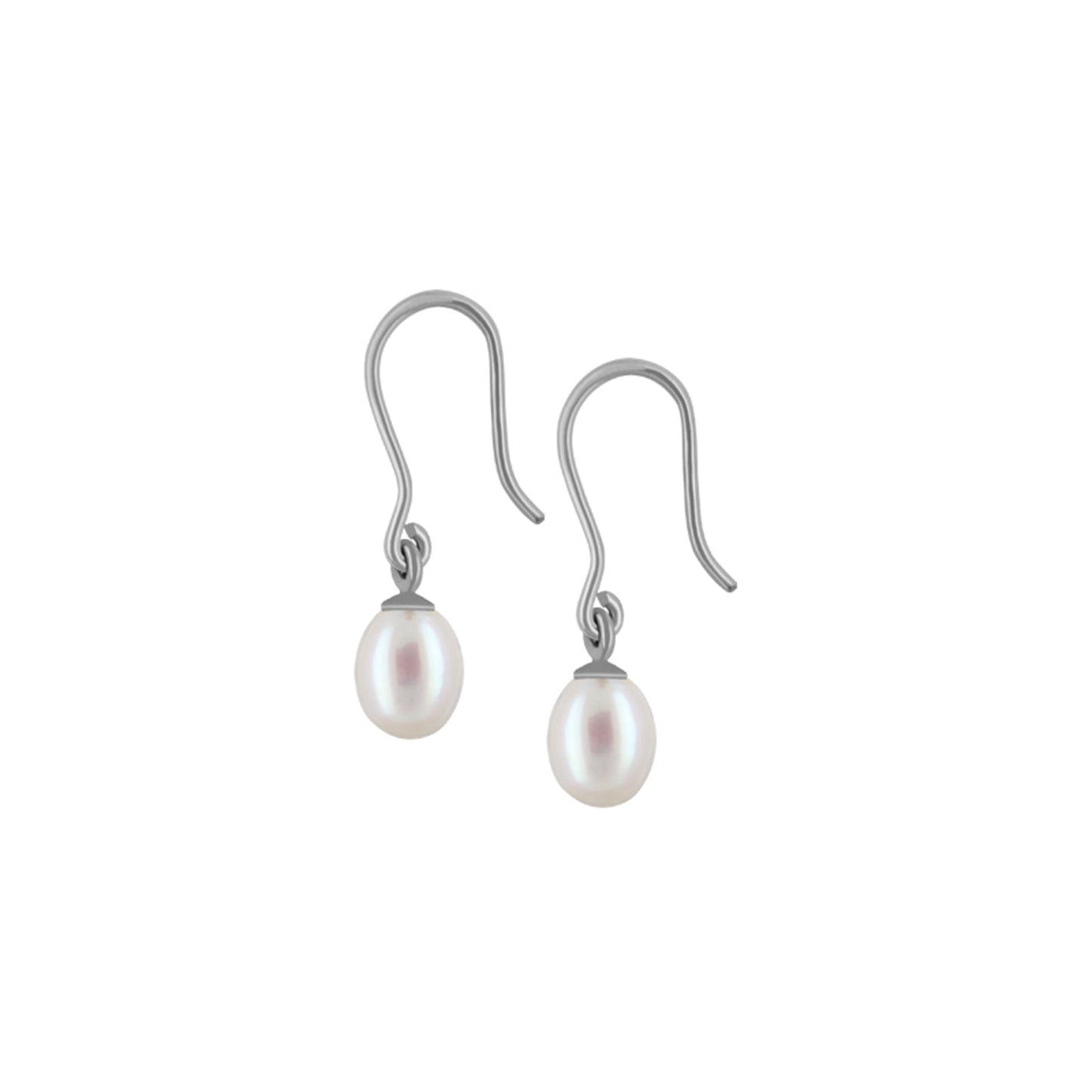 Earhook w/ Freshwater Pearl White Rice 5.5-6mm Polished