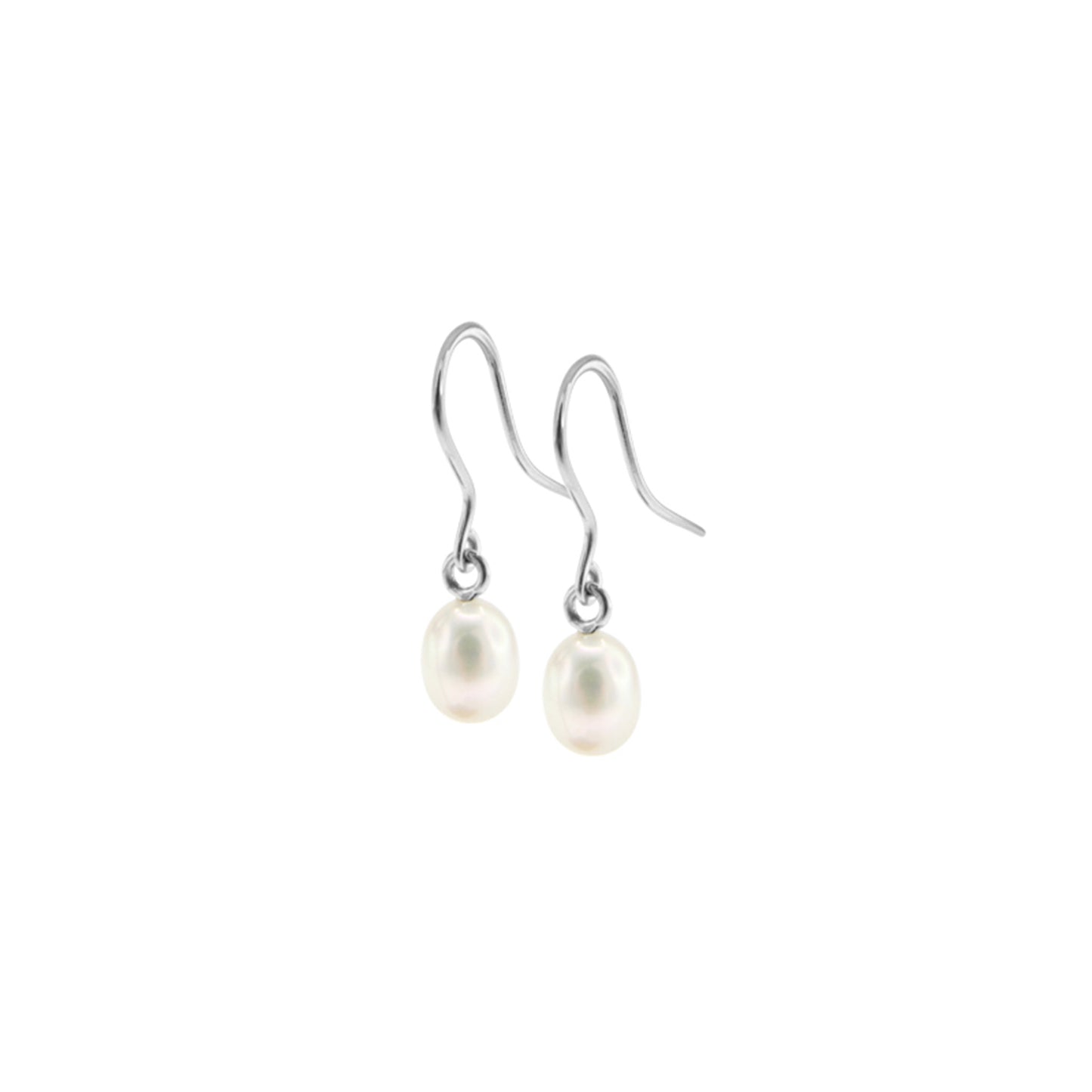 Earhook w/ Freshwater Pearl White Rice 7.5-8mm Polished