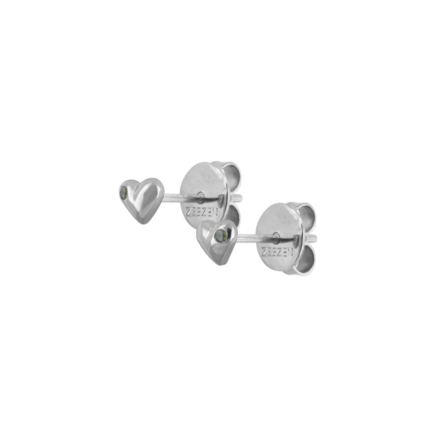 Earstick Heart w/ Sapphire (Polished)(2x 1.25mm Green)
