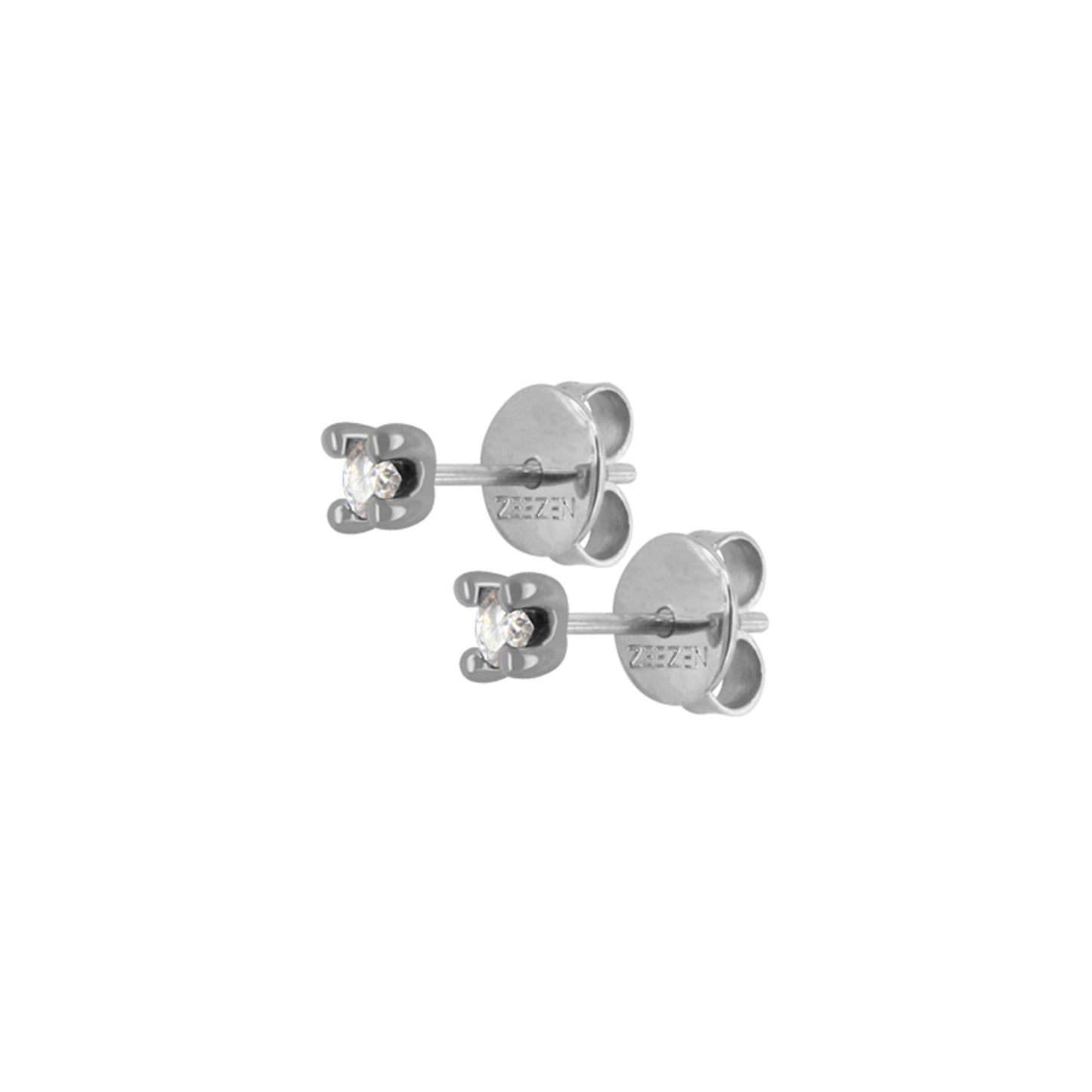 Earstick w/ 2x3mm White Zirconia Polished