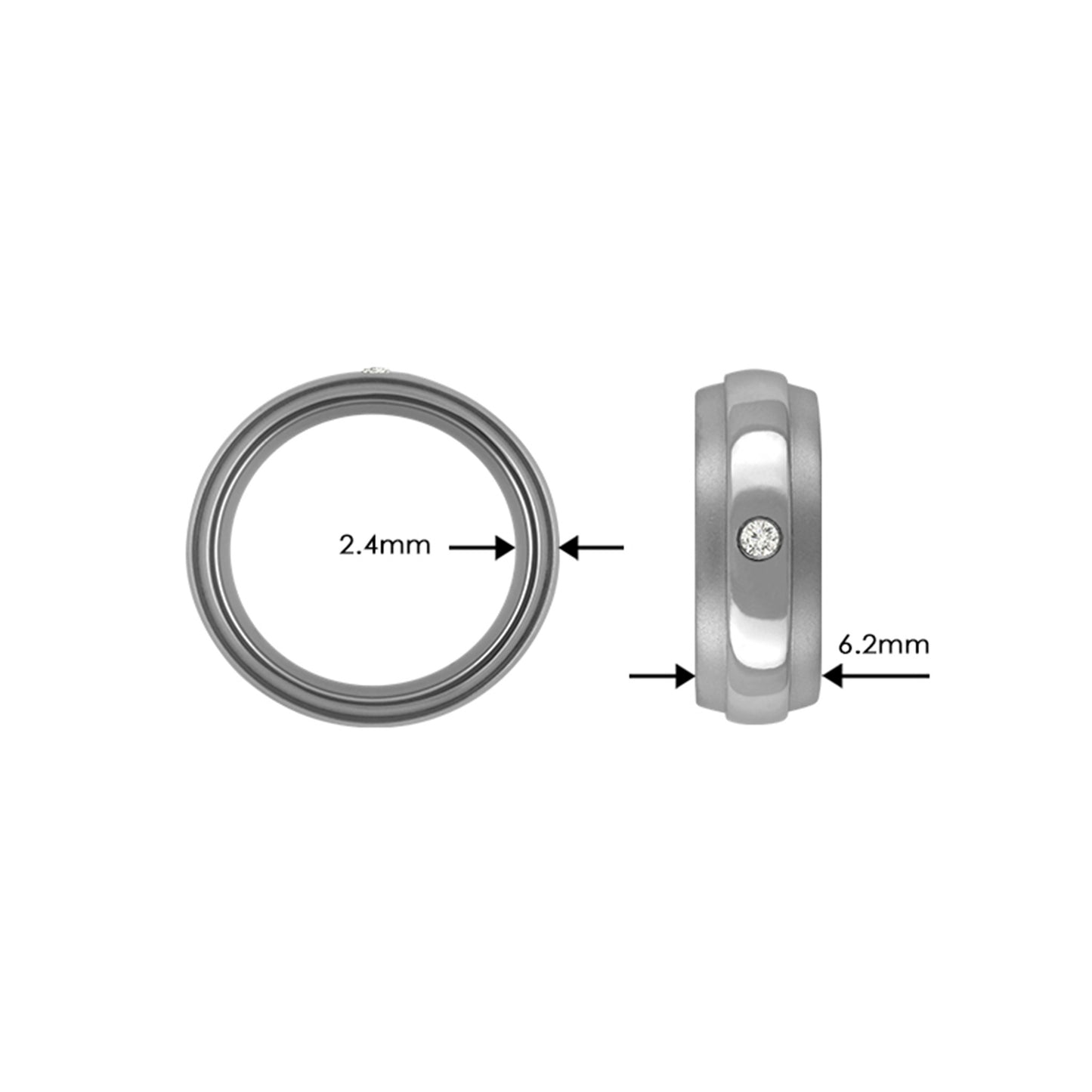 Ring w/ diamond (1x.03ct.White) Polished/Sandblast