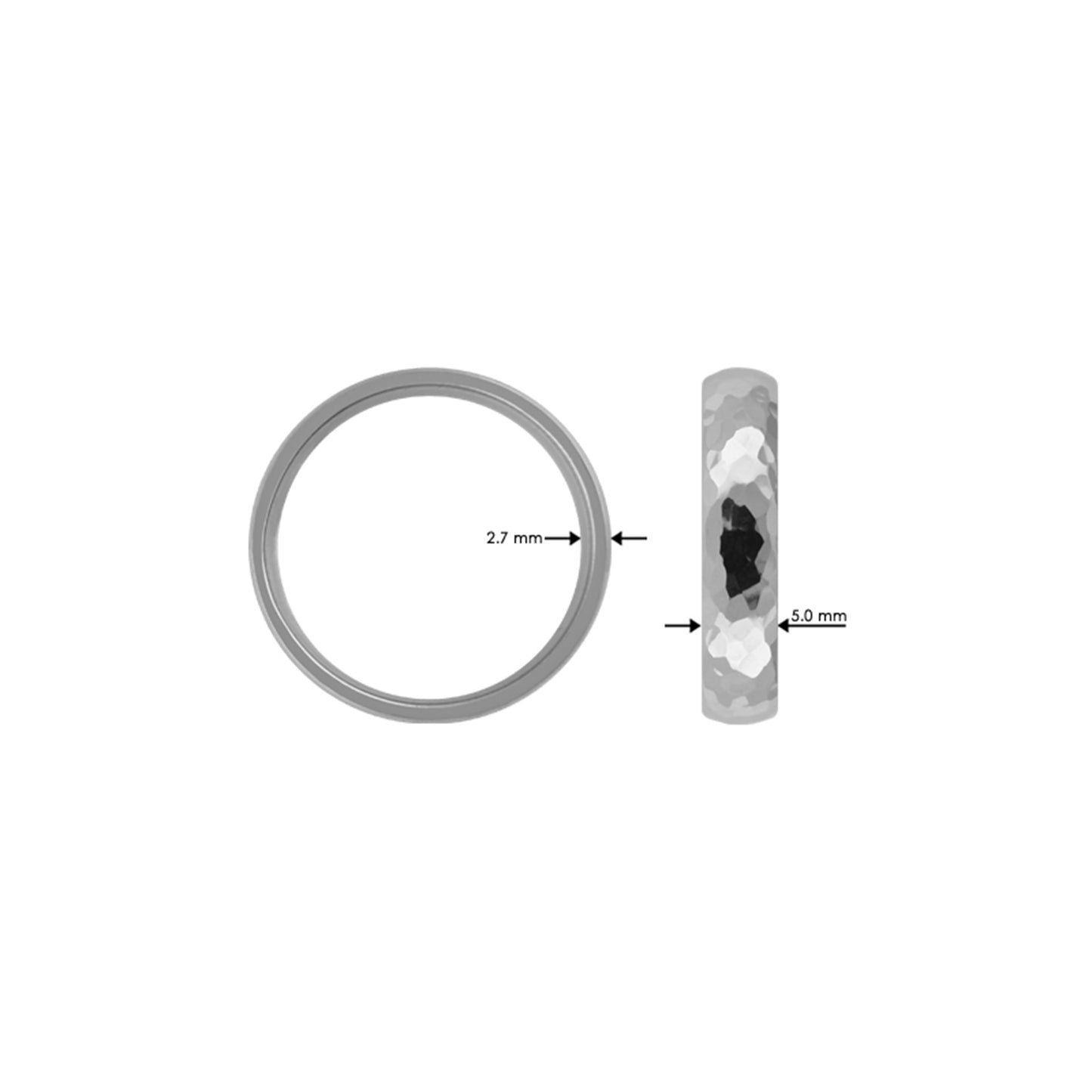 Titan Ring Flat Hammered/polish 5mm