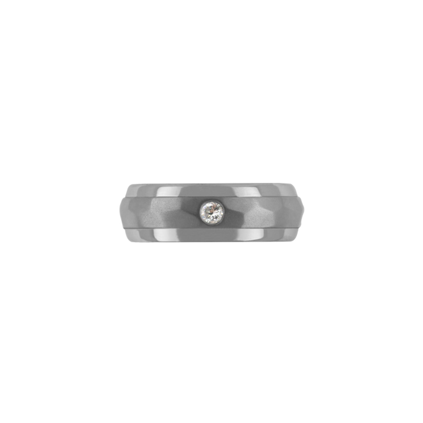 Titan Ring w/ diamond (1x.06ct. White) Large Hammered/Poished