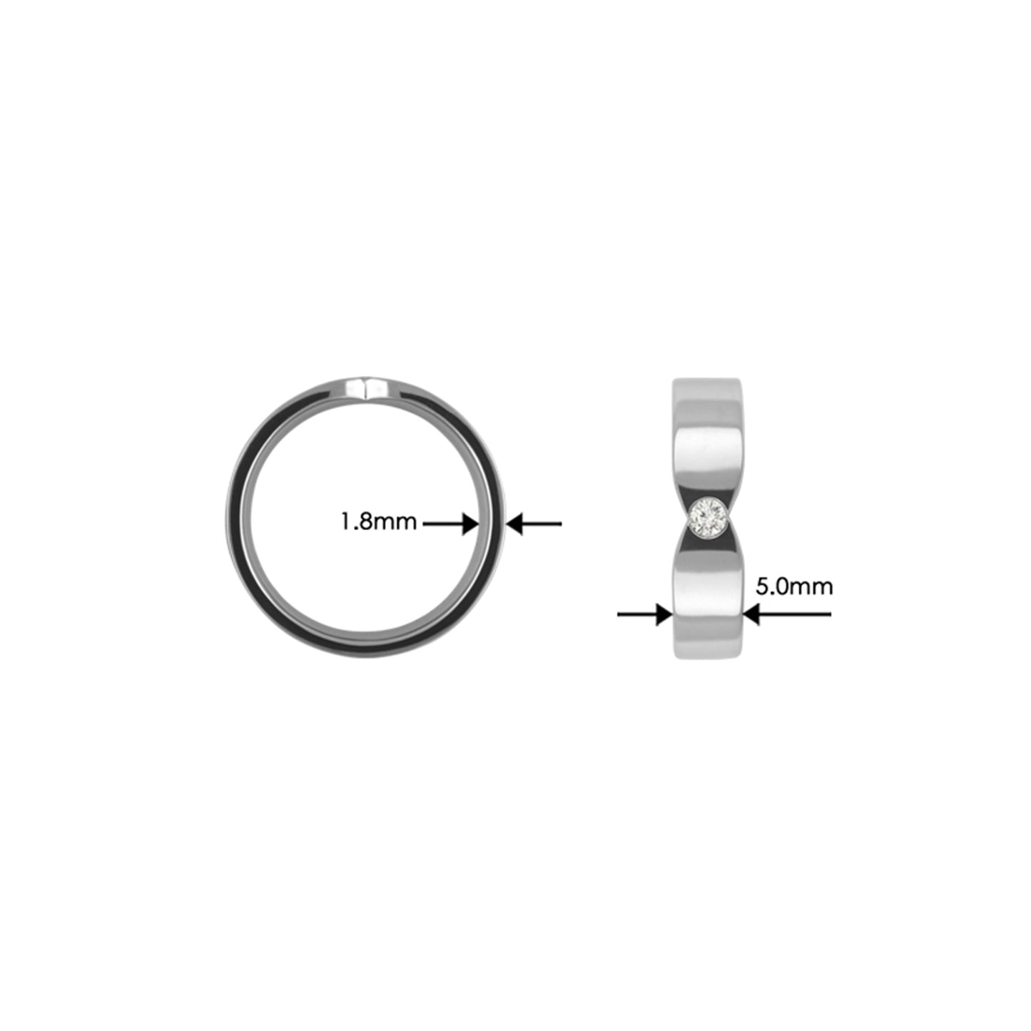 Titan Ring w/ diamond (1x0.06ct.twp White) Shine Polished