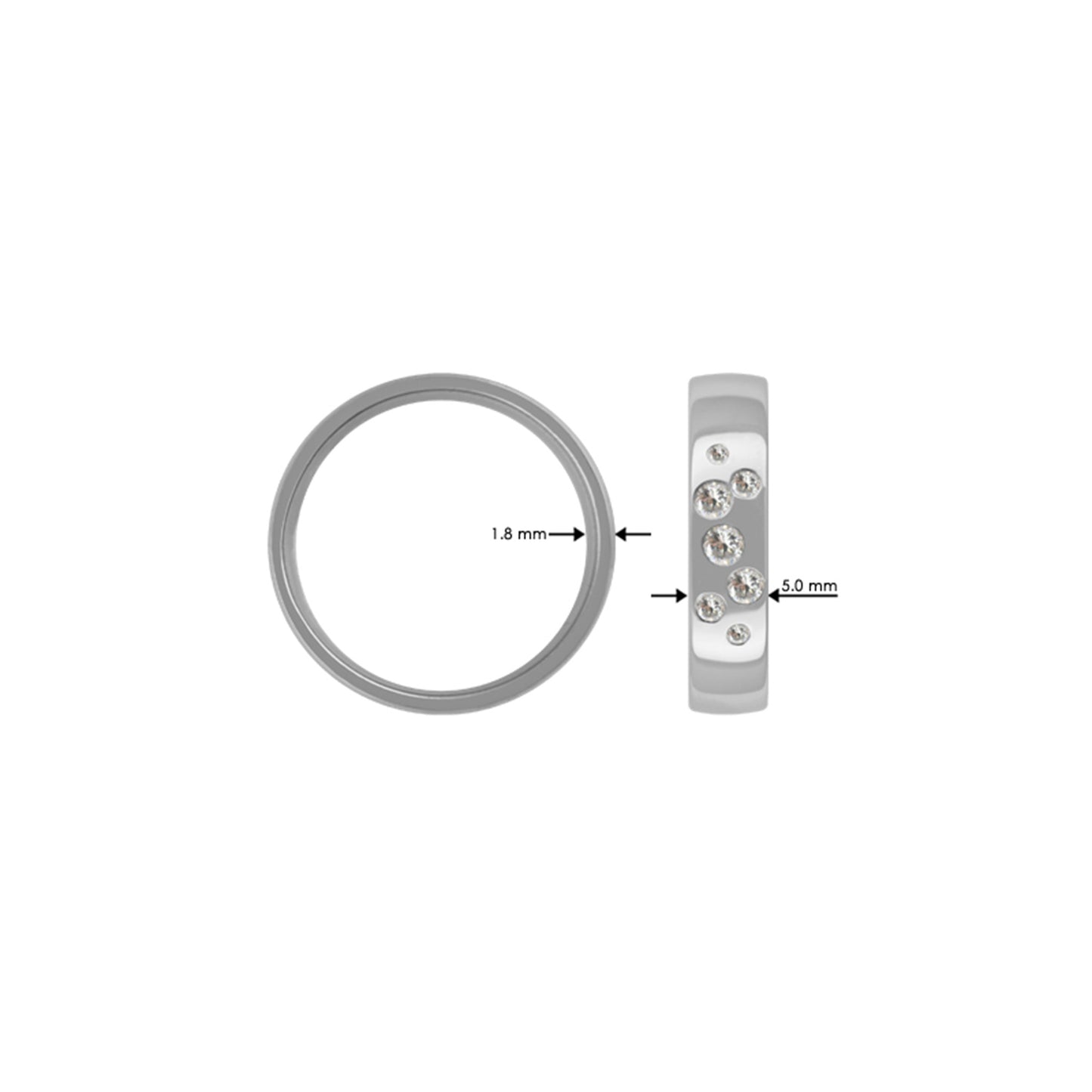 Titan Ring w/ diamonds (2x.01+2x.02+2x.04+1x.06ct.twp W) Polished