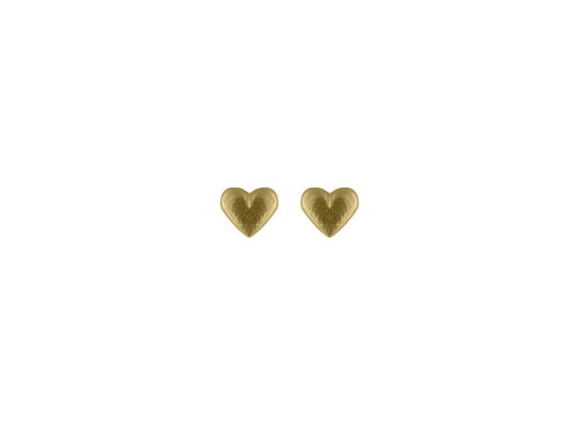 Earstick Heart 18K Yellow Gold Fine Hammered