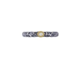 Titanring med 18 kt. gult guld og lab-diamant – Lava