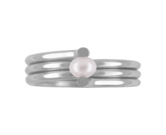 Titanring med ferskvandsperle – poleret