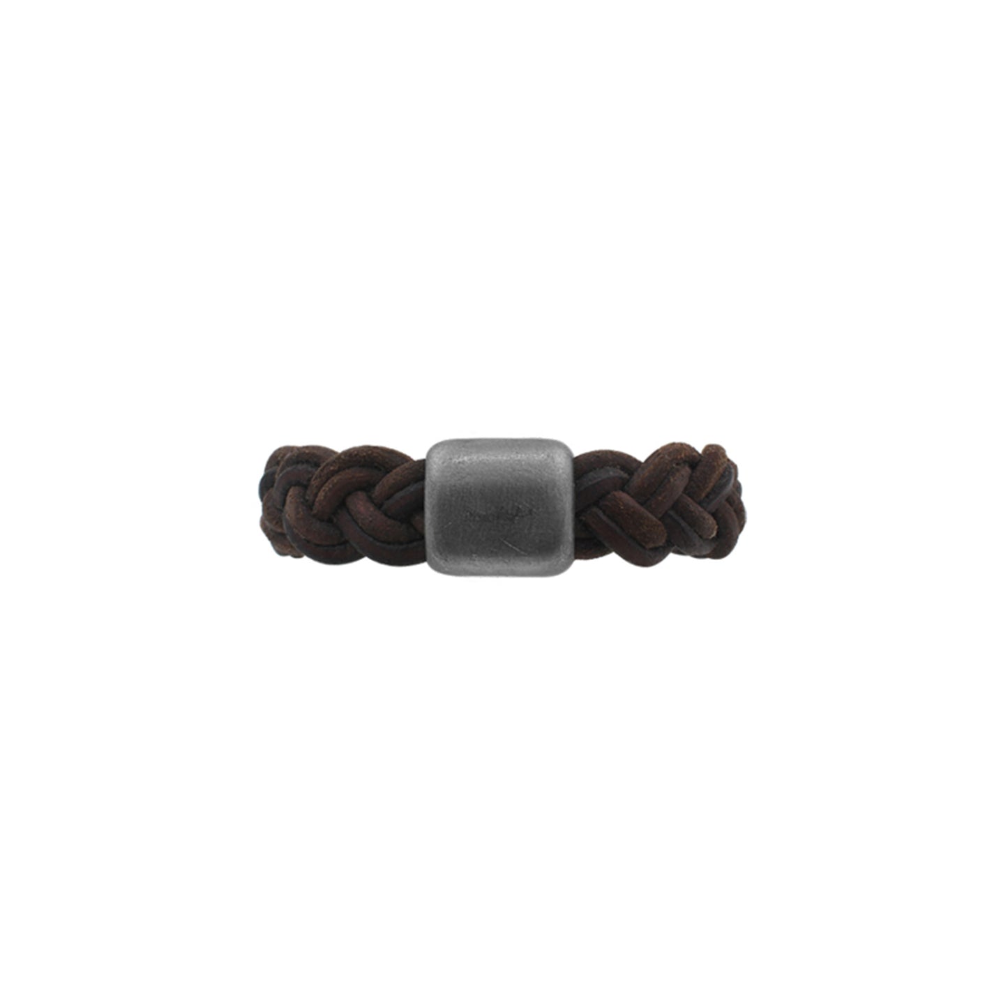 Bracelet Leather (3mm) Mat Brown w/ Stable Magnetic Lock Iced