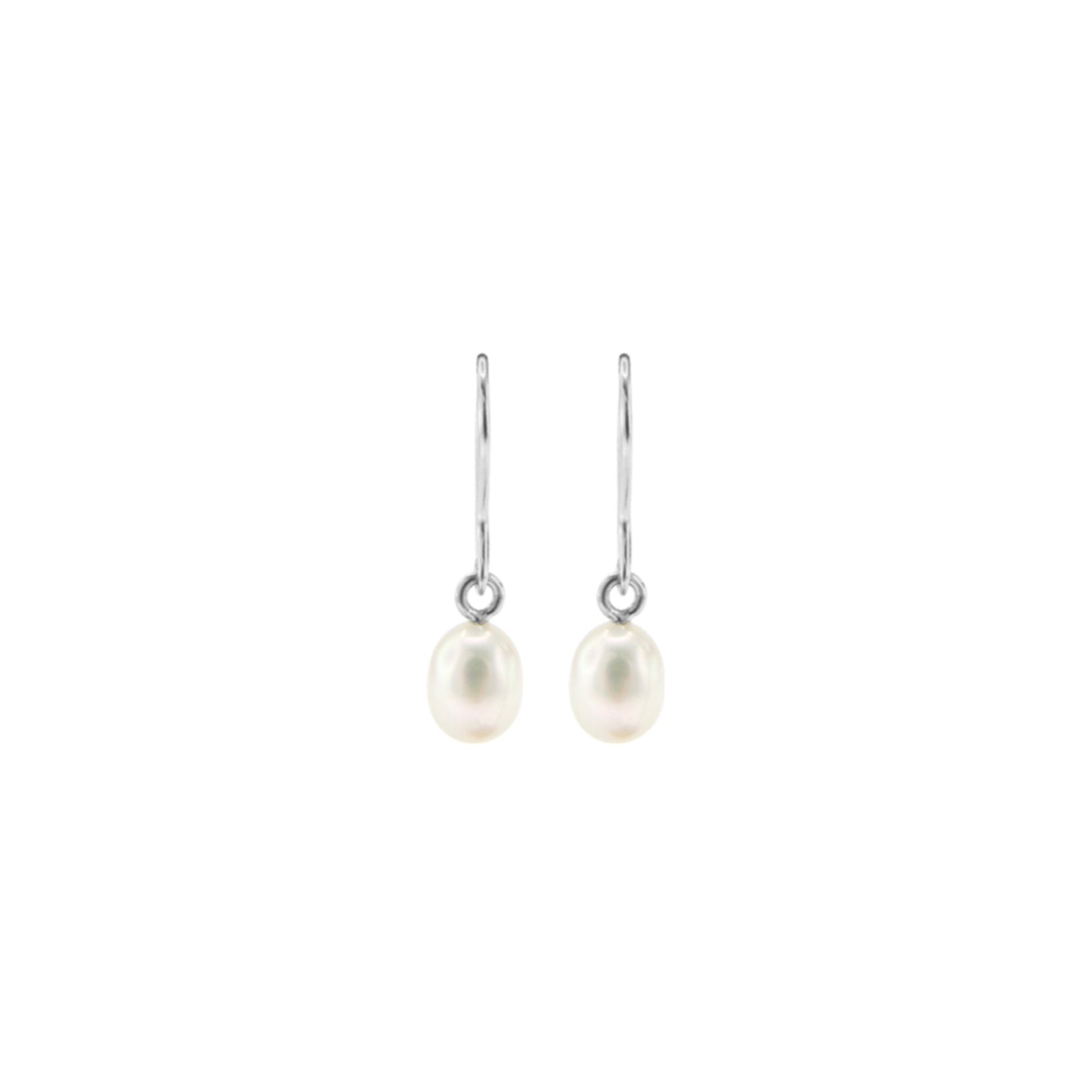 Earhook w/ Freshwater Pearl White Rice 7.5-8mm Polished