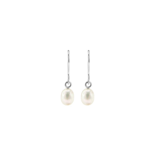 Earhook w/ Freshwater Pearl White Rice 7.5-8mm Polished