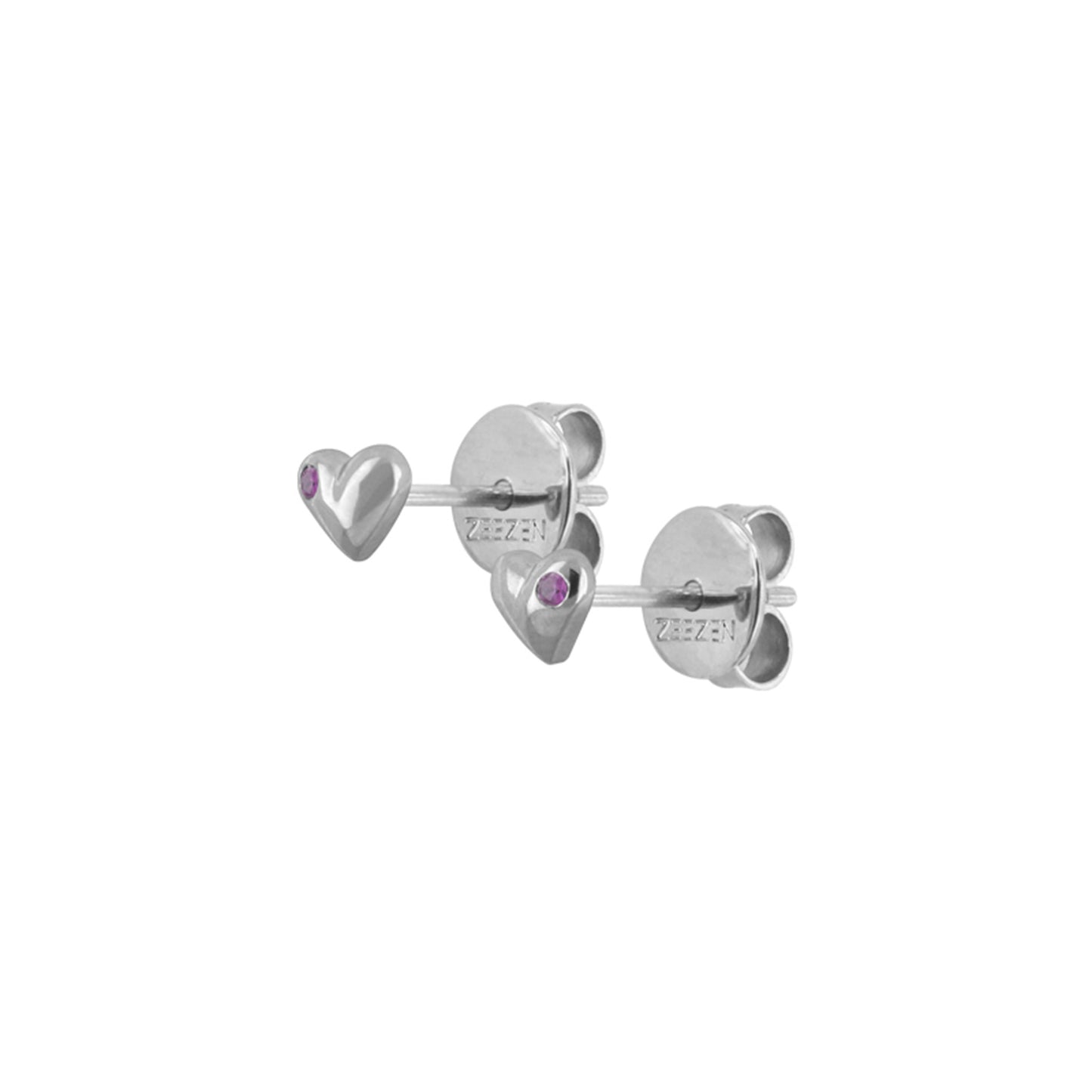 Earstick Heart w/ Sapphire (2x1.25mm Pink) Polished