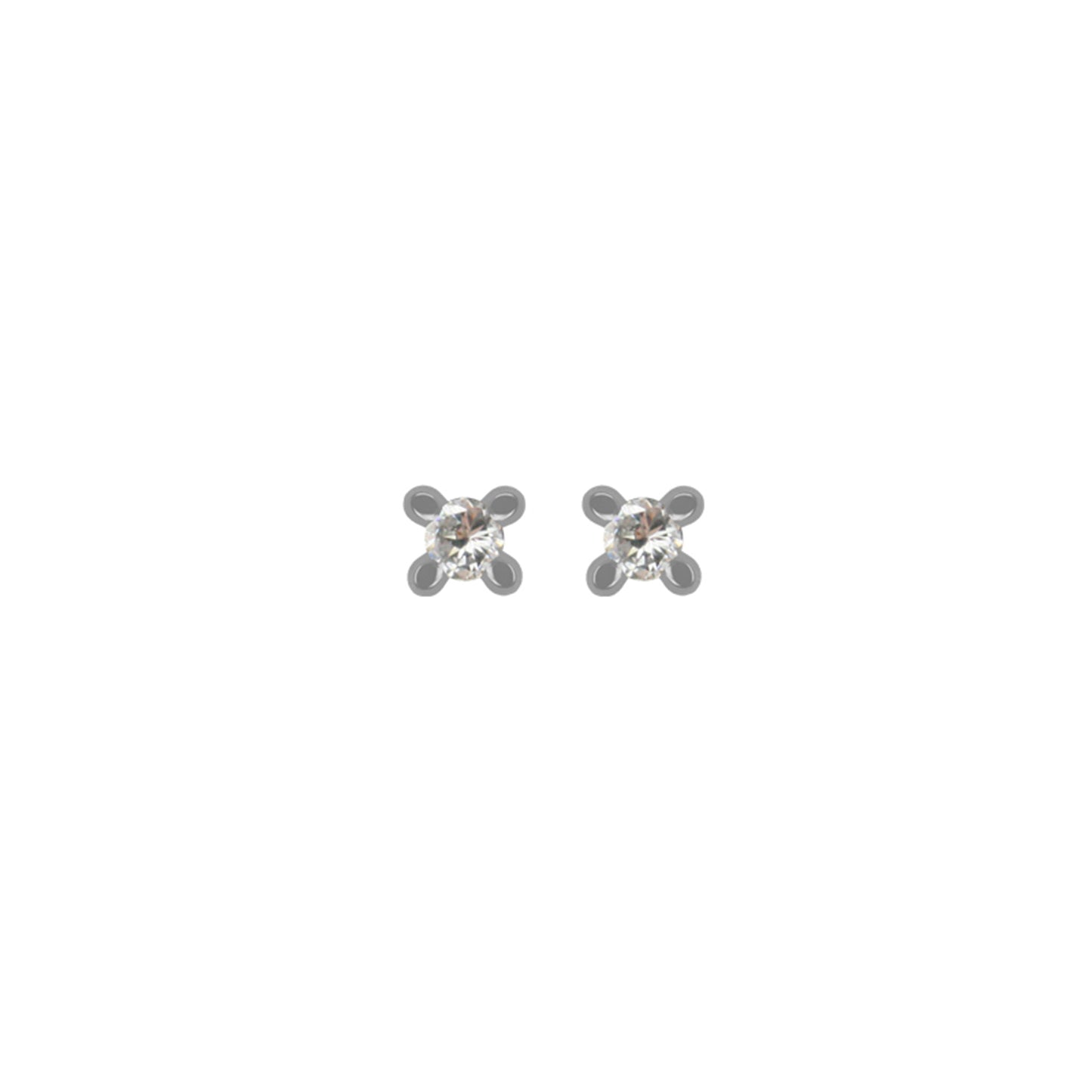 Earstick w/ 2x3mm White Zirconia Polished