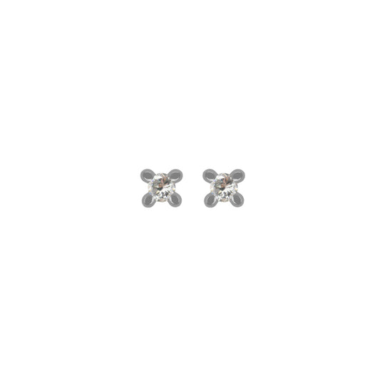 Earstick w/ 2x3mm White Zirconia Polished