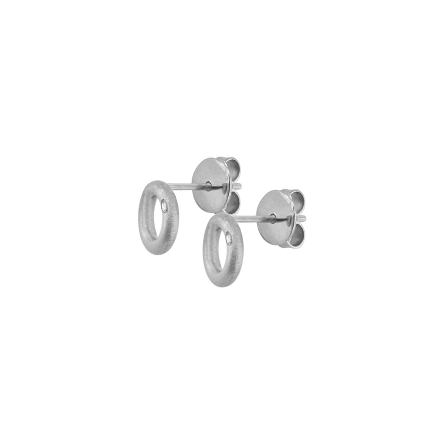 Earstick with Diamond (2x 0.005ct White) (Fine Hammered)