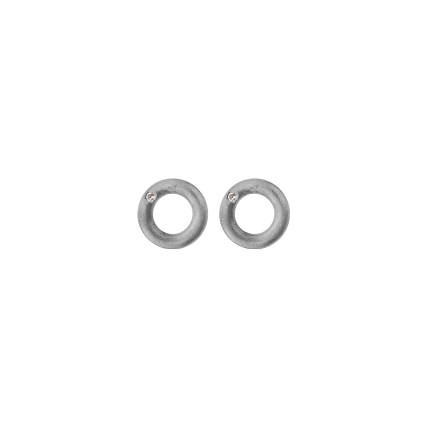 Earstick with Diamond (2x 0.005ct White) (Fine Hammered)