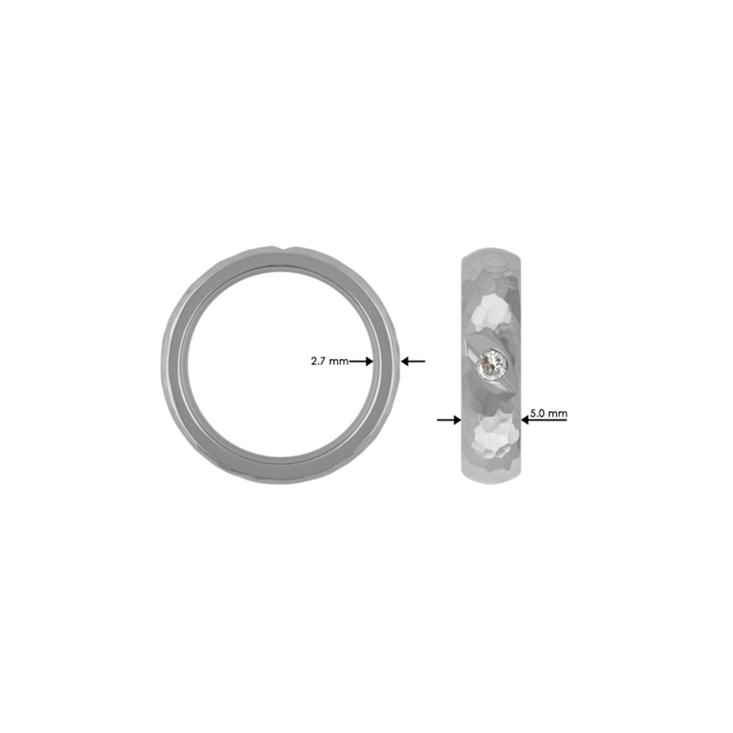 Titan Ring w/ Diamond (1x0.06ct.White TWP) Natural Hammered