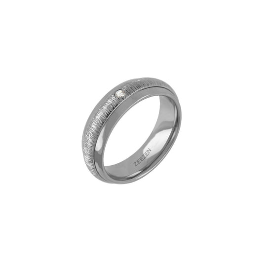 Titan Ring w/diamond (1x0.03ct.W) Polished/Cornered Hammered